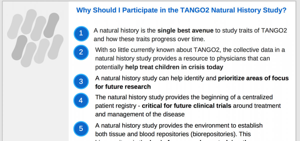 Why Should I Participate in the TANGO2 Natural History Study?